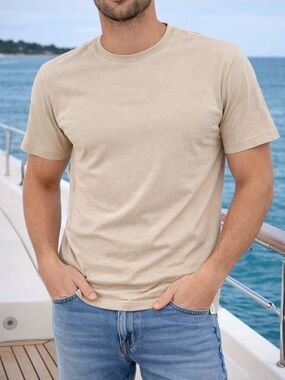 Kith Beige T-Shirt Men's Size Large L Cotton Minimalist Essential Short Sleeves